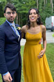 Love this dress! Wore for a summer wedding. The neckline and silhouette are so flattering and easy to dress up or down. I ordered both XS and S to see which fit best; S was just a touch loose so I went with XS.
Floor length felt too formal for me, so I trimmed about 10" off and hemmed for a tea length. So happy with how it came out! (Would recommend bringing to a tailor vs. doing it yourself, as there are two layers and the fabrics are quite different.) I also stitched the slit closed to mid-thigh height, as it's a bit racy running all the way up. With the alterations, I couldn't be happier with this dress. Would love to see this dress offered in a shorter length. - Priya C.