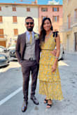 Purchased this dress for a wedding in Italy and it was perfect!!!! It was a little loose on the side ( I have a small chest), but I wouldn't size down. I wanted a dress that was elegant/graceful and this dress fits the bill. The yellow is even prettier in person! Accessories also make a outfit so black suede heels looked best. - Andrea V.