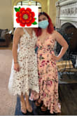 I needed to buy a floral dress for a bridal shower event and was so happy to find this one! I didn't have time to get any alterations done but thankfully this dress fit correctly in all the places that needed to. The only issue I had with this dress was that it was incredibly long and even my highest heels (platform wedges, guessing around 4-6 inches) did not make me tall enough (but just barely!). That being said, I think it would be a perfect fit for someone less vertically challenged than I. I definitely plan on seeing if I can get it hemmed as it is a beautiful dress and I look great in it! - Elizabeth S.