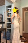 I started having dress regret with a purchase from ASOS. Lulus was recommended by many people on reddit, so I decided to try a few dresses from here. After reading their return policy, I was sold! I ordered smalls and mediums in three dresses since I've got a small chest and medium butt. The material of this dress is thick and soft and so much nicer than my original dress from ASOS. I'm wearing a strapless bra (will safety pin to the dress for security) and black underwear in the pictures and you can't even tell! It flatters my figure and hugs my curves. I'm usually really self conscious about my butt and this dress made me feel proud to have a booty! I went with the small because it truly fit like a glove. No need for any alterations if you are 5'4-5'6 wearing flats, which is a huge win! I was worried the nudge layer would be too dark for my pale skin, but it's just right. Say yes to this dress! I can't wait to say "I do" in it! - Amulet S.