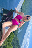 This bathing suit is so much fun to wear! The material is thick and the color is vibrant. I feel like I can actually move in it while looking cute.  It even inspired a comedic photo shoot. 

The only downside is no removable padding.

UPDATED: very sad to say that it is starting to pick/pill on the side :( I've only hand washed and worn it 3 times. - Molly R.