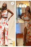 Top and bottom can be fitted to your body with the corset back and wrap-around skirt. Love this outfit. Great for any occasion. - Kathleen C.