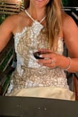 Athletic build with broad shoulders- this is a stunner! definitely looks best with hair worn down and beige/white heels. - Carley J.