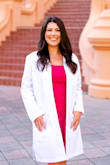 This dress was perfect for my white coat ceremony at school. I ordered a small and I would say the dress fits true to size. Love that I did not have to get any alterations! Perfect length and fit :) Would be super cute for a wedding guest dress too! - Jackie G.