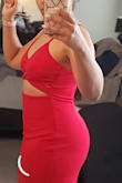 This dress is so beautiful and comfortable on. I love the quality material and how it feels you still have room to stretch a little which allows you to move around without feeling you going to burst out of it. My husband really loved it as well... - Katrice P.