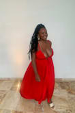 I'm a curvier girl so I was a little worried this dress wasn't gonna be a hit. But I instantly fell in love with it. I'm also really busty (Hcup) as you can see in the photos but I didn't feel uncomfortable while wearing this dress. I will say for those with a bigger chest some fabric tape to keep the dress in place might help. I wore this to a wedding in Jamaica and got a lot of compliments! - Alexandrea W.