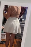 This dress is so cute!!! Fits true to size and major plus you don't have to wear a bra with it! I cannot wait to wear this out for my bachelorette party!!

The pictures are awkward but it gives you an idea! This dress is an absolute must!! - Amanda K.