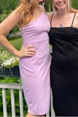 The website recommended I get a size small but went with a medium based on others reviews. It was a little loose but the fabric is unforgiving so a small would have been too tight I think. Also needs to be steamed before you take pics!!! - Olivia S.