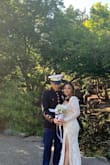 Loved the way the dress fit and the length was perfect for my height, dragged it on the floor a little but it was flattering to me. It also felt really nice on the arms because it was a little big in that area which was perfect for my body type. - Julissa P.