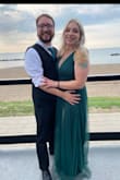 Enjoyed the dress. I believe I'm in between sizes M and a L. The M fit a little too tight around my waist but the L was big in the bust. I have broad shoulders and a smaller chest, I tightened the straps and it all worked out well! Gave me the extra wiggle/tightening room I needed.ALSO, I am not a heels person so having to grab my dress before I took a step all evening got really annoying. (I wore shorter heels) - Hannah C.
