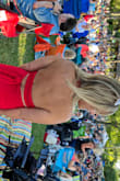 The color is a nice vibrant red color. The length is a tiny bit long on me but I'm 5'2 and was wearing flats. It has a liner in the middle so it isn't see through. Love the zipper on the side. If it was on the back, I would have to go up a size. The only problem is that it is hard to get it buttoned by yourself. - Kelly P.