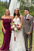 I wore this dress as the Mother of the Groom and Officiant. I absolutely love it. It fit like a glove. The fabric is nice and thick but comfortable with an excellent liner. I'm thankful it had extra length, it's easier to get a dress hemmed than to deal with one that is too short. I received numerous compliments all evening. - Stephanie G.