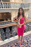 I ordered a few dresses to try for my law school graduation (Elle woods vibes). This wasn't initially my first choice when I ordered it but when I received it I was obsessed [with] it. Fit legit perfectly. It could be a tad longer for me as it sometimes rose just above my knees and I like the below-knee look. However, it was so comfortable and I never had to worry about wardrobe mishaps. - Gillian T.