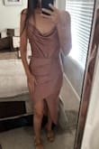 So gorgeous and comfortable! It is very form fitting, s0 the wider your hips are, the higher the dress goes, so be aware of that - mine is definitely not close to the floor like the model shows (assuming cause I have larger thighs/hips/butt). Slit is super sexy, but on me it's not short enough that I'm worried about exposing too much. - Jenna C.