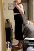 Fits like a glove- super stretchy and does not feel cheap. Fits true to size. I will likely have to wear shape ware underneath as it doesn't hold you in. I normally don't get items like this, but I'm glad I did! Also, The slit goes up on the side about mid thigh. - Anika H.