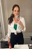 Loved this so much that I also ordered it in black. The material is basic and ribbed, but it works. I've been able to wear this a few ways by mixing and matching the pieces. - Helen W.