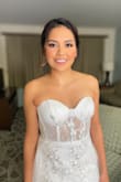 I could not be happier with my dress. I plan my wedding elopement in a week. I got my dress on time and fits perfectly I do not need to do anything. I love the details in the corset and the tail!! Absolutely worth it. - Betty O.