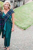I purchased 4 styles of dresses at one time all in a size S (hoping one would fit) this one did! All of the others fit except I couldn't zip it up at the very top. The top has plenty of room if you have larger breast. I like how it has extra fabric in the front to cover up my bloating. No need for spanx (I had been eating and drinking nonstop for a week) ! The emerald is a beautiful color too! I don't have a full image of the whole thing so I shared two to hopefully show most of it. - Jessi H.