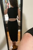 I love this dress! It's sooo comfortable. The fabric is a little thin on the bottom (it's double layered up top). It wasn't see-through from what I could tell, but I also don't have a large bottom that stretches the fabric. Because the fabric is thin, it's kind of delicate - and frays easily. My purse rubbed on the dress and made it pilly. So be careful. Other than that, I love it. - Andrea L.