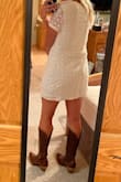 This was the winner out of the (5) Lulus dresses I ordered.
Comfy and loose in the places it needs to be. Long enough for a causal evening (rehearsal dinner). For the tall girls with a booty: definitely not long enough for the dance floor to raise arms up all the way. - Tara P.