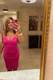I recently wore this dress to my cousin's wedding and it was the best decision ever! The color is on point, especially if you're tan and it fit like a glove at the beginning of the night. Over the course of the night it stretched out a bit, so I do wish I ordered a large instead. Usually, I wear a medium-large, but this dress looks tight so I chose to size up. Not that big of a deal. - Lauren B.