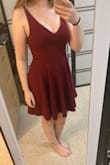 I love this dress. The material is good quality and the color is stunning. It fits so nicely and the length is perfect for my height. The straps are wide enough to hide bra straps which is amazing since so many Lulus dresses have to be worn without a bra. 10/10 - Deanna M.