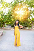 This dress worked out perfectly for my senior pictures. I did have to clip the back a little. From that I know I would get a smaller size next time, but other than that it was amazing! The dress was nice and flowy. Easy it move in, especially when I was taking pictures in areas that are tough to walk through. 
Overall, I felt like the belle of the ball!

Photo creds: Anchoredmemory.com - Julie E.