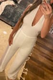 I bought this jumpsuit for my wedding rehearsal dinner and I absolutely love it! It's so comfortable the only thing I'll need to do is get some length taken off or wear some high heals - the pant leg was a little long for flats! - Suseka C.