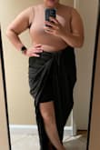 I was skeptical of buying this skirt cause oh how it shape. Because I'm short and I wasn't sure if the back will drag in the ground. So Bought the large size based on reading the reviews they run a little small. Immediate love it every thing about it. Bought this skirt for my up coming trip to Europe so excited to wear this. I'll  Definitely will recommend this skirt. - Gemma M.