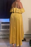 This dress is BEAUTIFUL and would have fit me great if the bust area had some stretch to it or was sized better. If you have larger breasts (mine are 36D and I purchased size Large), definitely size up or pass on this dress altogether. The length was perfect for me and the rest of the dress fit fine but I could not get my boobs to fit in. I was so confused how other reviewers managed to make it work for them. I have to return this dress because there is nothing I can do (besides getting it altered) to make it fit comfortably. Very disappointed :( - Lilibeth J.