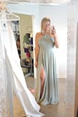 I am absolutely in love with this bridesmaid dress!! I bought an XL and it's a little big around the bust and a little long, so I'm getting it tailored (probably could have gotten a Large). Have to say that the neckline is not the most comfortable but it looks really good so I can live with that for 10 hours :P Super flowy dress, love the high slit! Great quality for the price, the dress is exactly as pictured and the sage colour is beautiful! I can't wait to wear this for my best friend's wedding in Italy!!! - Sophie W.