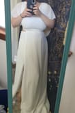 First of all, I ordered the medium size because of my big bust area (breastfeeding.) It's heavier than a normal dress, think jeans vs leggings weight difference. I kinda like that it's a bit heavier. I feel like it makes it more sturdy on the hip area without digging into them for the perfect fit. I got white, but it's kind of see-through. Even with the 3 layers on the bottom half, unless you're matching your undies or covering your skin with white, you'll see it up close. 's 2 sewn flaps by the breast area closer to the armpits, and they are VERY noticeable AND unflattering. The top piece is great for the big bust-size girls like me, but it's a bit saggy on the shoulders. It would look better if it was just an inch tighter by the neck. Of course, being as short as I am, this dress is VERY long for me, almost a foot needs to be taken off. But this wouldn't be a problem for a regular girl. Also to note, it is ONE dress, the top piece has a zipper in the back and the bottom piece has a zipper on the side of the hip. - Brittany B.
