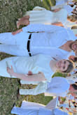 Got this for a diner en blanc work event and it was great! Not see-through and comfortable (ordered a size up so it wouldn't be skin tight). Only complaint is that it wrinkled after riding in the car on the way there and the shoulder doesn't stay crisp. Beautiful dress though and plan to wear again. - Tess H.