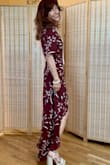 Runs small as I'm usually XXS. 
Love the flow high low. I actually chose the burgundy over black and wrote a longer review but here I was able to upload photos. Just walk around and strut the flow! - Rachel M.