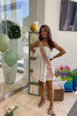 Wore it at my bridal shower & all night out after, it was super comfy and not heavy. I could have probably gotten an XS but small fit just fine! - Sarena R.
