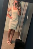I really love this option for a more modest event. I am wearing this to a bridal shower thrown by my office! The material is a little more structured in the bodice but it's still easy to move and flattering! I love the ruffle details on the shoulder! - Taylor R.