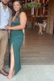 I was nervous about getting a large bc sometimes the dress tends to be long but fits perfectly not this dress! The dress fit perfectly and hugged me in all the right areas! It was comfortable and a perfect length. - Maria S.