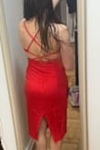 Love this dress and I'm so surprised I'm writing the first review! It's the perfect combination of a classic and something unique with the straps. The style is very flattering for my fellow pear-shaped girls. This will be great for a night out! - Danielle G.