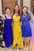 I pinned it like a halter because I am a peach shape (small on top, large on bottom). I got a medium dress, and it looked good. I got compliments all night at my friends wedding, and will probably wear it to the next few! I also liked the ruffle skirtvery fun for dancing. - Gina K.