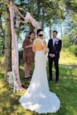 I bought it for my small lakeside wedding and the dress fit perfectly in the rustic decors I made. I changed the buttons on the neck to pearl buttons and also added the 3-point American Bustle in the train and it worked great. I would have been more comfortable in size S as XS was just a bit too tight to move around but that was my fault for thinking I was XS lol. - Boram D.