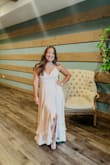 This was my backup dress but I really loved how it looked! I got my usual size Medium, And I weigh 135 pounds and my waist is 31". If your waist is over 33" I would suggest sizing a size up. I wore a sticky bra since the back is open. I'm 5'1 and the length was perfect. - Aida E.