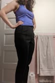 I love the fit of the pants, and I usually buy a 2 short but the length was perfect on me, but there is a seam that I thought was pleating only at the pockets from the pictures and is VERY noticeable and goes the whole length of the pant leg. I probably would have returned it if I didn't have any pants that fit for a seminar this week. Hopefully I will learn to ignore the seam. - Elizabeth C.