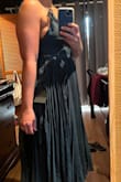 Pretty dress, but didn't really do anything for me. You can't wear a bra because of the back and see through part below the boobs. Maybe inserts would be helpful? I found my boobs were spilling out on the side which I didn't like. - Lindsay W.