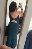I love this dress! Planning to wear it to a wedding. I was scared I was gonna need to buy a bra that wouldn't show, but it gives me enough support so no bra needed. Nice stretchy material that hugs me just right. Just a tiny bit long but not sure yet what shoes I'm wearing. - Janna P.