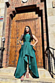 This high low is perfect for any formal or black tie event! I felt like I stole the show in this beauty! I got so many compliments! I loved the ability to move and the pockets! Keep in mind it's heavy material so you will sweat in a hot environment. It's also a bit of a pain to travel with. If your staying local it's perfect! - Kellie S.