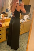 I ordered this for a cruise we went on in February and it was perfect. The only thing I had to do was get the pants hemmed. It is really comfortable and cute, no sticky boobs were needed. I love it and am so happy with this purchase! - Amanda A.