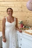 The dress fit great and is a very nice dress. There was a snag in the lace and not fixable but still a nice dress. - Courtney W.