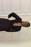 10/10! I tried two different black Lulus dresses for a family wedding coming up, and this one was too good to pass up. I was so comfortable, I wore it around the house just for fun after trying it on. I am usually a large (around a 10 in dresses) these days, but the medium fits perfectly and is still a little too long. I'm usually particular about material, and while this isn't exactly soft, it is not itchy or irritating. I love the leg slit and the partially open back. I've got a sweet little belly pooch, and feel extremely comfy in this dress. There is also a little waistband detail that I hope shows up in my photos. (apologies it would not let me rotate the second photo no matter how hard I tried!) - Kelsey G.