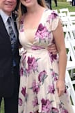 The material is very light and flowy. I was able to iron out wrinkles in the fabric so I could make it look perfect for the wedding I was attending. 
The v neckline is too deep and showed my bra so I bought a beige lacy "half cami," basically a bandeau bra to wear over my regular bra and it worked perfectly! 
The "high-low" cut on the skirt is super cool and adds a more fashionable element. It was fun to spin in it on the dance floor! - Meghan O.