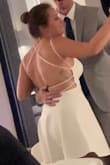 I wore this dress for my wedding vows. I love it so much I'm getting it in another color.

I had to get the top straps brought up bc they were too long. 5'3.5" 140# 36DD Normally wear a 4 or 6. - Kristen C.